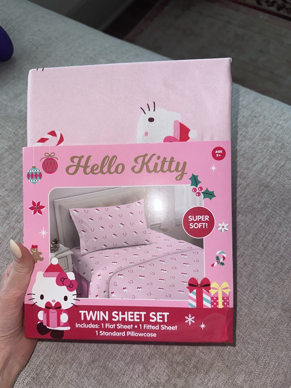 Holiday Hello Kitty Kids Twin Sheet Set-Christmas Bed Sheets